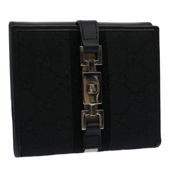 GUCCI GG Canvas Sherry Line Jackie Wallet Black White Auth 60081A - Picture 1 of 16